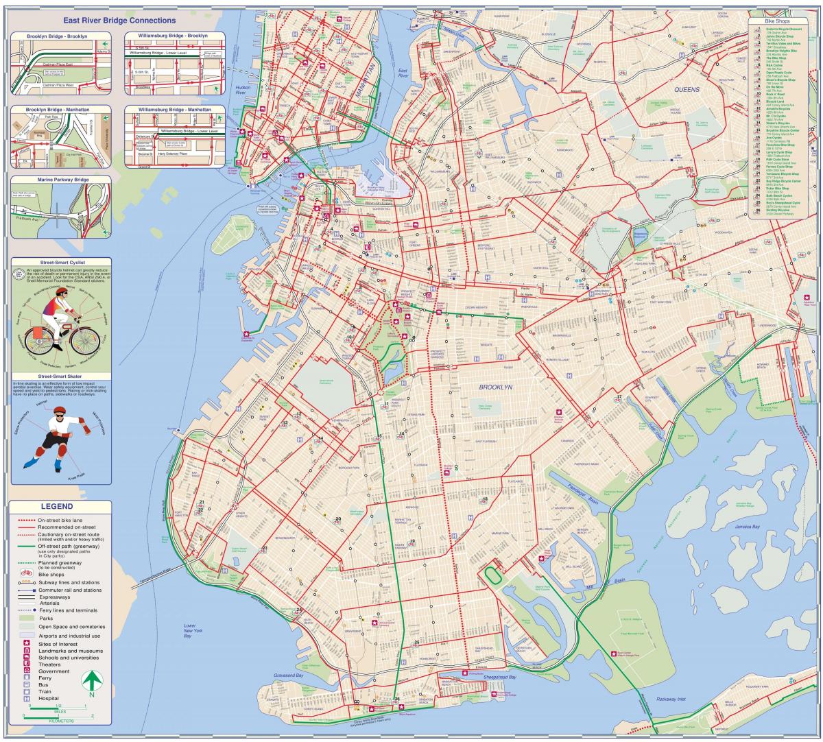 Mapa del carril bici de Brooklyn
