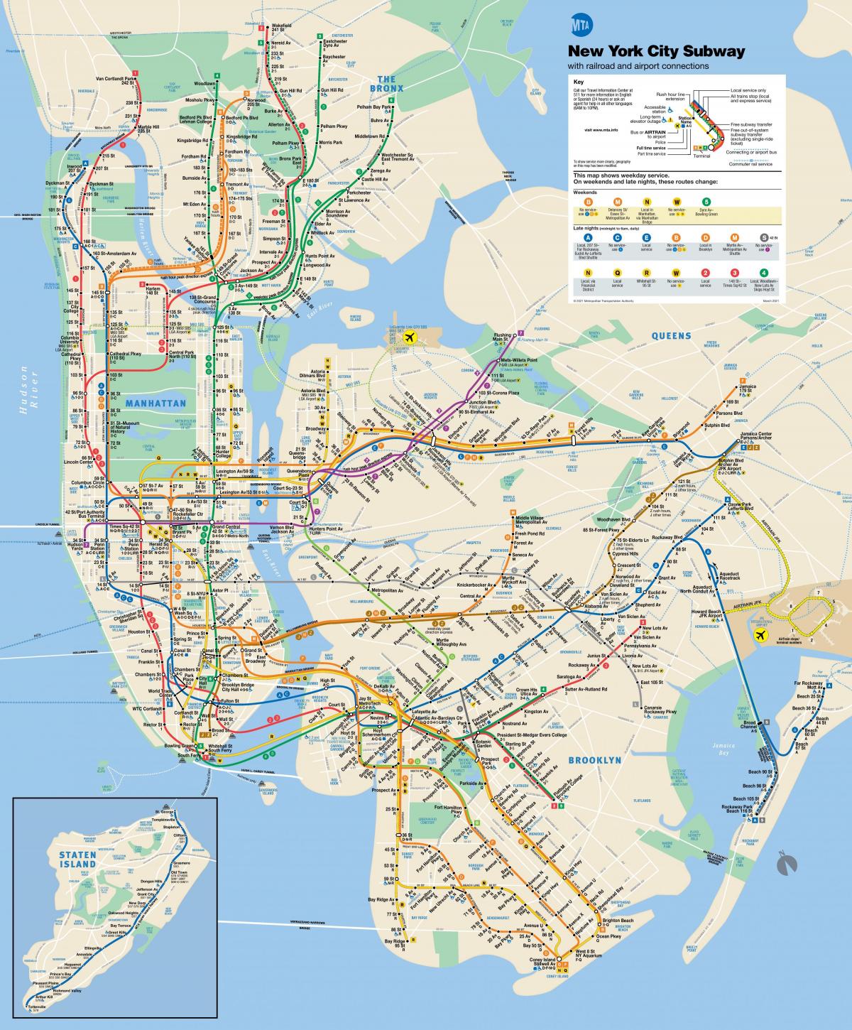 Mapa de las estaciones de metro de Brooklyn