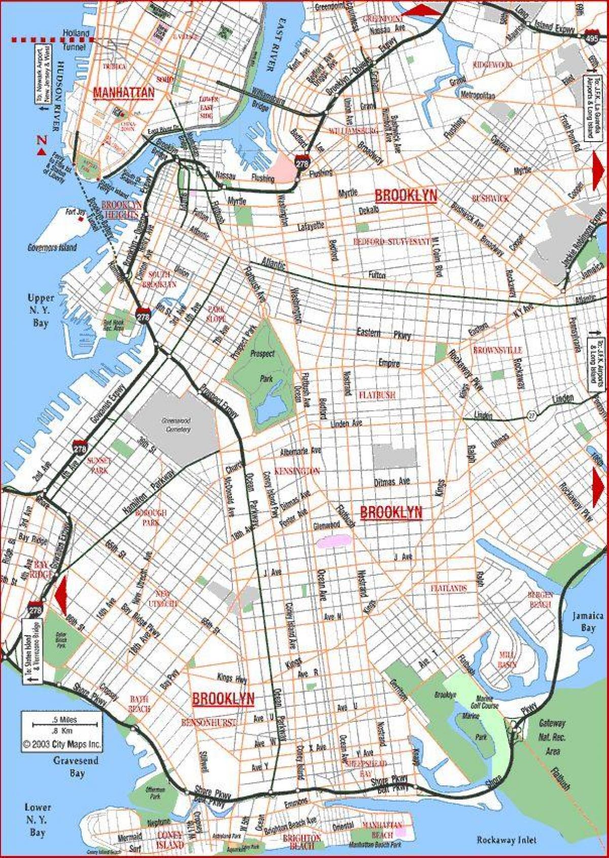 Mapa de carreteras de Brooklyn